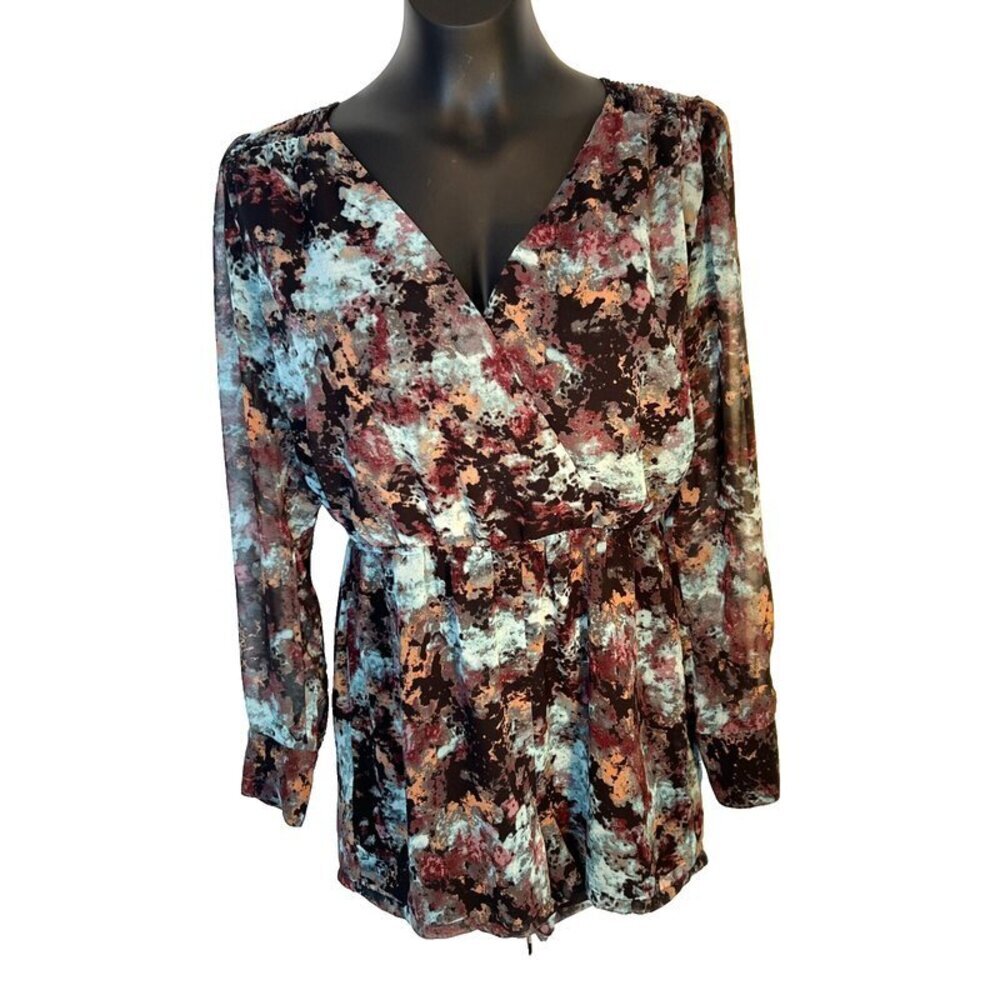 BCBG - Women's S Romper Jumpsuit V Neck Abstract Pattern